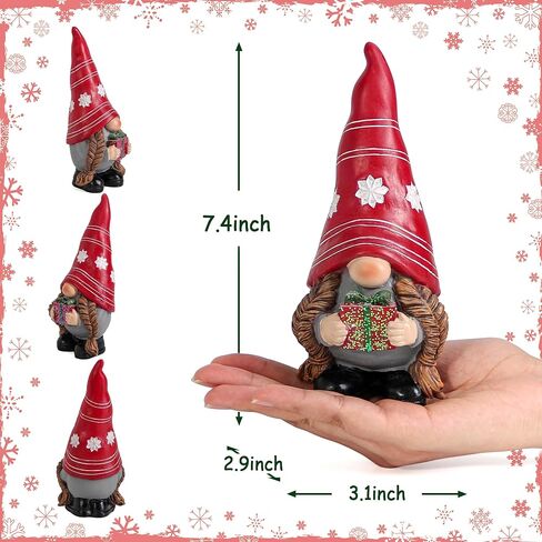 Christmas Gnomes Statues for Holiday Decor, Gnome Figurines for Shelf Bookshelf Mantle New Year Decoration, Winter Gnome Holding Gift, Swedish Elf Knome Statues, for Woman in Saudi Arabia