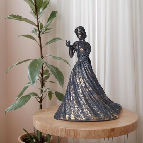 Sculptures Home Decor Bookshelf Decorative Objects Resin Girl Statue Holding Bird Modern Office Shelf Decor Room Decor Gifts for Women in Saudi Arabia