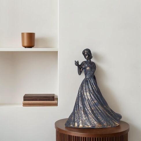 Sculptures Home Decor Bookshelf Decorative Objects Resin Girl Statue Holding Bird Modern Office Shelf Decor Room Decor Gifts for Women in Saudi Arabia