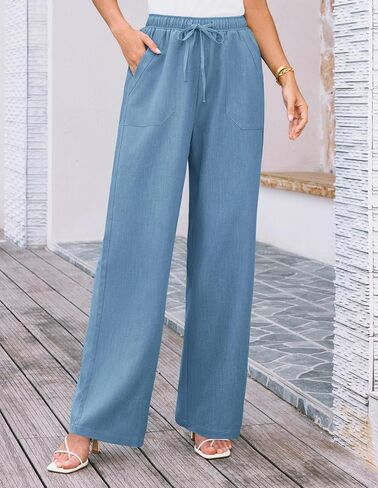 GRACE KARIN Women's Wide Leg Casual Pants High Waist Drawstring Loose Summer Lightweight Trousers with Pockets in Saudi Arabia
