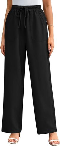 GRACE KARIN Women's Wide Leg Casual Pants High Waist Drawstring Loose Summer Lightweight Trousers with Pockets in Saudi Arabia