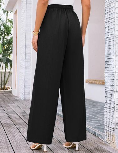 GRACE KARIN Women's Wide Leg Casual Pants High Waist Drawstring Loose Summer Lightweight Trousers with Pockets in Saudi Arabia