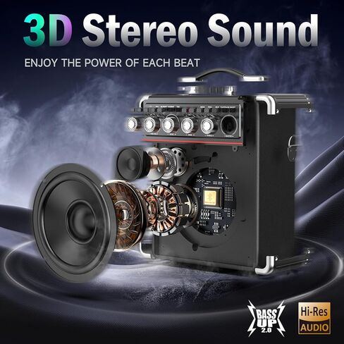 Karaoke Machine for Adults Kids, Portable Outdoor Bluetooth Speaker with 2 Wireless UHF Microphones Supports PA System,Remote Control, DJ Light, TF Card/USB/AUX/, TWS, Bass/Treble for Party TX05 in Kuwait