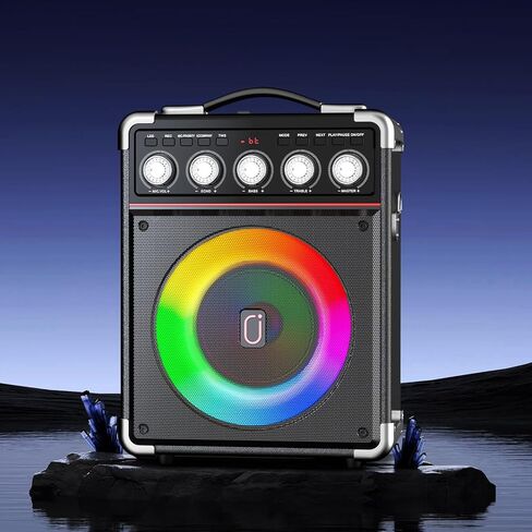 Karaoke Machine for Adults Kids, Portable Outdoor Bluetooth Speaker with 2 Wireless UHF Microphones Supports PA System,Remote Control, DJ Light, TF Card/USB/AUX/, TWS, Bass/Treble for Party TX05 in Kuwait