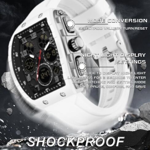 Men's Watch Fashion Digital Analog Watches Waterproof Sport Wristwatch Military Tactical Watches Causal Quartz Dress Wrist Watch with LED Stopwatch Countdown Alarm Curved Screen Relojes para Hombres in Kuwait