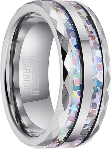 8mm wide tungsten ring with vibrant color accents - Fashion-forward jewelry for men and women, perfect for everyday wear and special occasions -gift for birthdays, anniversaries in Kuwait