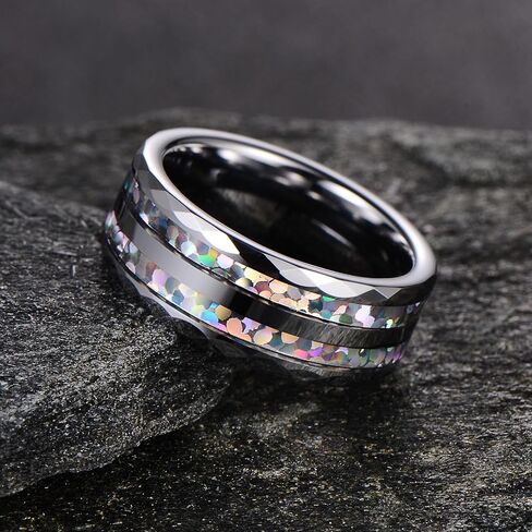 8mm wide tungsten ring with vibrant color accents - Fashion-forward jewelry for men and women, perfect for everyday wear and special occasions -gift for birthdays, anniversaries in Kuwait