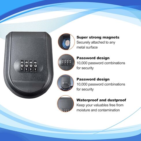 Magnetic Key Holder with Combination Lock Hidden Under Car,Waterproof and durable,Hide Key Lock Box with Strong Magnet for Storage Key Indoors, Outdoors, Hider A Key Outside in Saudi Arabia