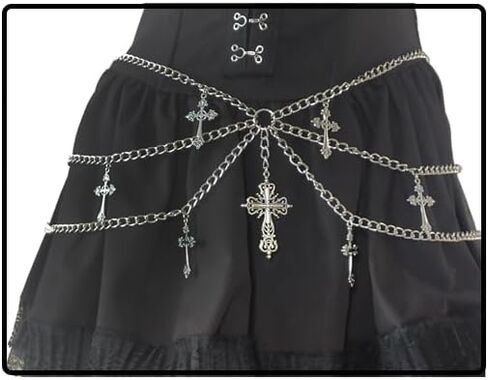 Cross Waist Chain Belt - Punk Gothic Crossover Body Belly Chains Tassel for Women Girl in Saudi Arabia