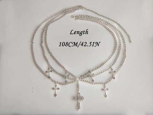 Cross Waist Chain Belt - Punk Gothic Crossover Body Belly Chains Tassel for Women Girl in Saudi Arabia