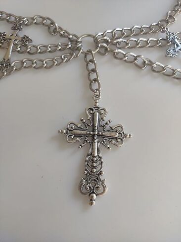 Cross Waist Chain Belt - Punk Gothic Crossover Body Belly Chains Tassel for Women Girl in Saudi Arabia