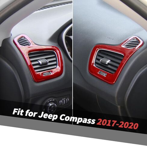 Jimen مناسب لسيارة Jeep Compass 2017-2020، قطعتان من غطاء فتحة التهوية الجانبية للوحة القيادة (أسود) in Kuwait