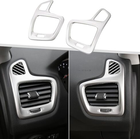 Jimen مناسب لسيارة Jeep Compass 2017-2020، قطعتان من غطاء فتحة التهوية الجانبية للوحة القيادة (أسود) in Kuwait