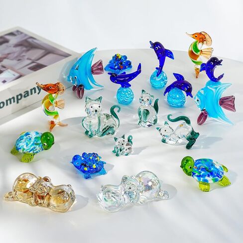 QFkris Mini Hand Blown Glass Cactus Figurine Miniature Collectibles Glass Statue Ornament Simulation Plants B in Kuwait