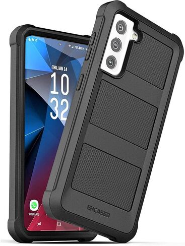 Encased Designed for Samsung Galaxy S20 FE Belt Clip Case (Falcon) Full Body Protective Phone Case with Holster (Black) in Saudi Arabia