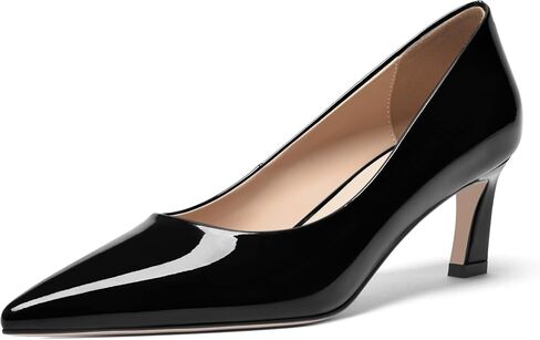 FOGEENA Womens Casual Comfortable Pointed Toe Slip On Patent Leather Kitten Low Heel Pumps Dressy Shoes 2 Inch in Saudi Arabia