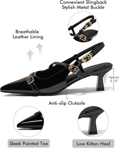 Coutgo Women's Slingback Kitten Heel Pointed Toe Pumps in Saudi Arabia