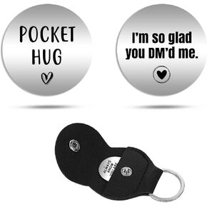 I'm So Glad You DM'd Me Gift For Boyfriend - Pocket Hug Gift For Girlfriend, Couples Gift, Anniversary Christmas Gift w/Leather Case Keychain #PH73