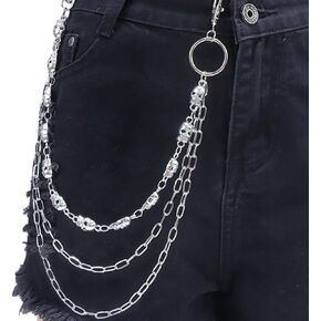 PINKPIN Pants Chain for Men Women -Trouser Skull Chains, Jean Chains Goth Accessories Pant Chain Punk Halloween Costumes Wallet Chain