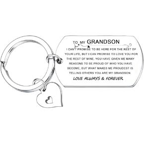 Grandson Gifts from Grandma Grandpa To My Grandson Keychain Grandson Inspirational Keyring Grandson Graduation Gifts Christmas Birthday Gifts for Grandson
