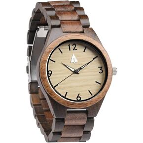 Treehut Wooden Watches for Men, Japanese Quartz Movement, Stylish Exotic Wrist Watch with Adjustable Stainless Steel Buckle, Wooden Straps, Watch Made from Walnut Wood, Relojes para Hombre