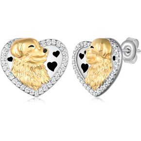 Golden Retriever Earrings for Women 925 Sterling Silver Golden Retriever Dog Stud Earrings Cute Animal Golden Retriever Jewelry Gifts for Women Dog Lovers