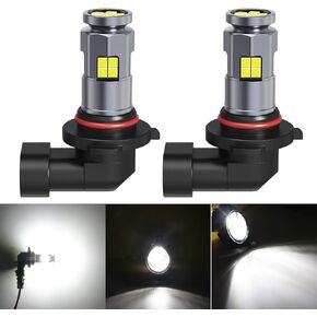 مصابيح ضباب LED 9006 HB4، متوافقة مع HB4، 6000K زينون أبيض مع 24 مصباح LED عالي الطاقة 3030 عالي الطاقة للسيارات والشاحنات والشاحنات
