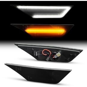 Led Side Marker Compatible with Honda Civic 10th Gen 2016-2021 Front Bumper Signal Reflector Lamp with 2 Functions(White Parking+ Amber Turning Light) Driver & Passenger Side, Smoke Lens