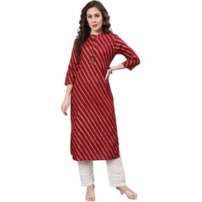 Women's Rayon Floral Print Straight Kurta