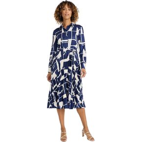 Maggy London Women's Pleated Midi Shirt Dress