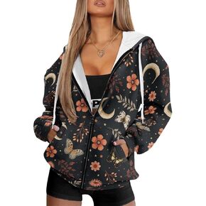 Womens Oversized Hoodie with Zipper Pockets Hooded Gradient Sweatshirt Women Zip Up Sweater Women Size XS-4XL
