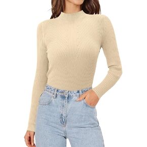 ONLYSHE Women's Turtleneck Sweaters Long Sleeve Shirts Ribbed Knit Slim Fit Sweaters T Shirt Basic Casual Tee Tops
