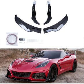 Front Bumper Lip Spoiler Compatible with 2014-2019 Corvette C7 Z06，4Pcs Glossy Black Front Car Bumper Lower Lip Chin Spoiler Protector Kit Bumper Corner Spoiler in Kuwait