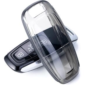 for Audi Key Fob Cover TPU Car Key Fob Case Fit for Audi A3 A6 A7 A8 E-Tron S3 S6 RS6 S7 RS7 Q7 SQ7 Q8 SQ8 3 Buttons Car Remote Key Case Shell Protector(Black)