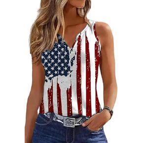 Women 4th of July V-Neck Tank Tops American Flag Print Vest USA Flag Sleeveless Tee Patriotic Summer Shirts in Kuwait