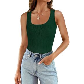 SAMPEEL Ribbed Tank Tops for Women Square Neck Summer Sleeveless Tops