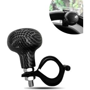 1 PC Car Steering Wheel Power Ball, Adjustable One-handed Effortless Steering Operation Booster, Anti-slip Clamping Ring Bolt Fixed Steering Wheel Knob, Universal for Cars (Carbon Fiber Black)