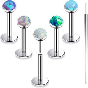 20G 18G 16G Titanium Threadless Flat Back Earrings Nose Ring Studs Tragus Labret Medusa Piercing Jewelry G23 Monroe Lip Ring Snake Bite Forward Helix Conch Cartilage Earrings Piercing Jewelry
