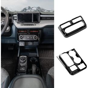 مجموعة تزيين وحدة التحكم المركزية متوافقة مع 2022-2024 Ford Maverick Air Conditioner Gear Shift لوحة القراءة غطاء خفيف 3 قطع لملحقات Maverick 2023 (نمط ألياف الكربون اللامعة)
