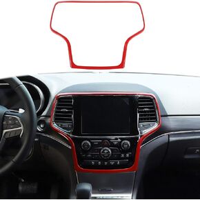 Hoolcar Interior Accessories ABS Central Control Navigation Frame Cover for 2014-2020 Jeep Grand Cherokee, Red
