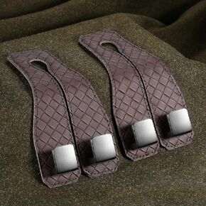 2 Pack Car Seat Headrest Hooks, Nappa Leather Car Back Seat Hangers for Purses and Bags, Woven Design with Double Dual Zinc Alloy Hooks for Car Organization and Storage(Black)