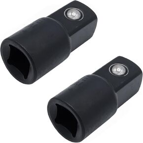 2 Pcs 3/8 Inch Drive (F) x 1/2 Inch (M) Impact Socket Reducer and Adapter, Female to Male (Black) 3/8" to 1/2"