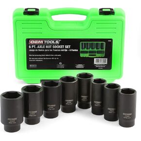 OEMTOOLS 37320 Axle Nut Socket Set, 6-Pt 1/2 Impact Socket Set, 8Pc Metric 1/2 Socket Set, Impact Socket Set 1/2 Drive for Axle Nuts, Impact Sockets 29mm to 39mm, Socket Sets Storage Case