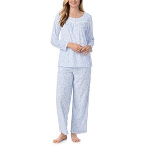 Carole Hochman Women's 2-Piece Fleece Pajama Set – Cozy Sleepwear with Elegant Lace Detail, Adjustable Waist, and Pockets