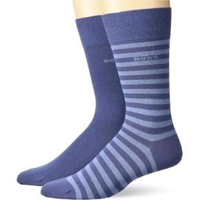 BOSS Men's 2-Pack Bold Logo Stripe Cotton Socks