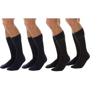 Men's Solid Dress Crew Socks - 4 Pair Pack - Soft and Lightweight Cotton Comfort Shoe Size 7-13