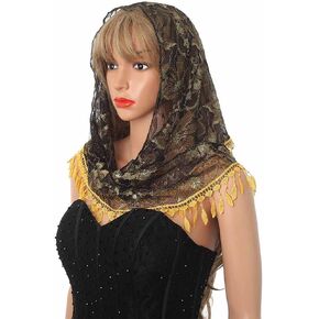 Wedding Lightweight Church Veils Lace Scarf Tassel Veils for Church Bridal Mass Tulle Wrap Mantilla Veils for Women