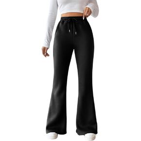 SOLY HUX Women's High Waisted Flare Leg Sweatpants Thermal Drawstring Athletic Sports Yoga Pants