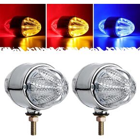 Partsam 2pcs 3.5" Double Face Amber/Red/Blue 32LEDs Watermelon Lights for Semi Truck, Pedestal Light,Turn Signal Marker Lights for 12V-24V Heavy Trucks