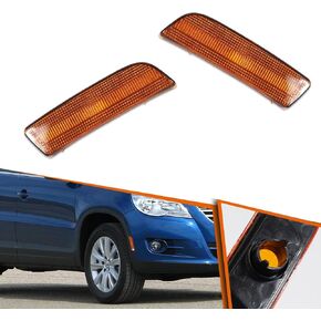 ADIIL 2PCS Smoked Lens Side Front Bumper Side Indicator Light White LED Side Marker Parking Lights For 2009-2017 VW Tiguan